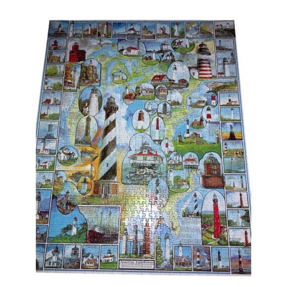 White Mountain Jigsaw Puzzles ~ American Lighthouses ~ 1000 Piece Puzzle - Picture 1 of 7